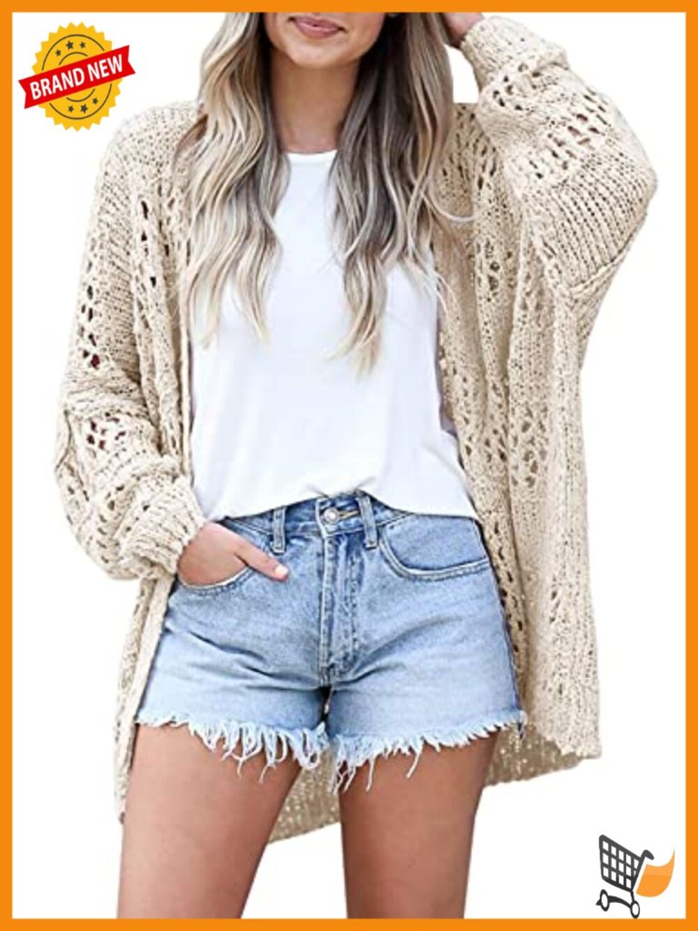 Crochet Cardigan Kimono Boho Long Sleeve Lightweight Oversized Open Front
